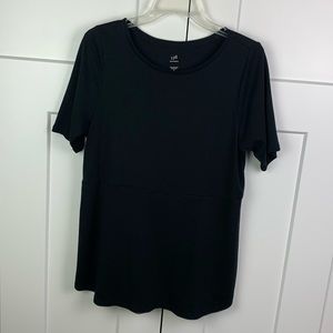 J Jill 100% Pima Cotton Shirttail Tee Top Size MEDIUM Petite Black shirt